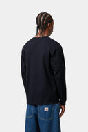 Carhartt WIP L/S Chase T-Shirt Dark Navy Gold - vista trasera