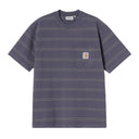 Carhartt WIP S/S Bert Pocket T-Shirt, Bert Stripe, Shady Purple / Shady Green, Garment Dyed - detalle tela