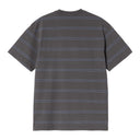 Carhartt WIP S/S Bert Pocket T-Shirt, Bert Stripe, Graphite / Curacao, Garment Dyed - detalle tela 2