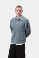 Carhartt WIP L/S Miles Polo Shady Blue - frontal
