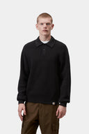 Carhartt WIP L/S Miles Polo Black - frontal