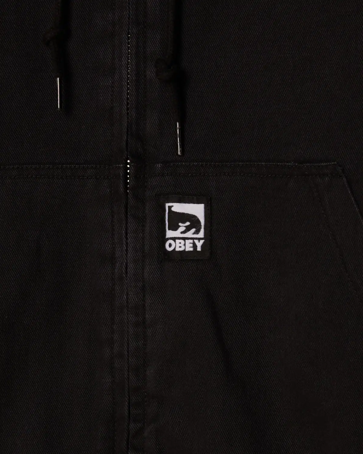 Obey randy zip up hood black faded wash